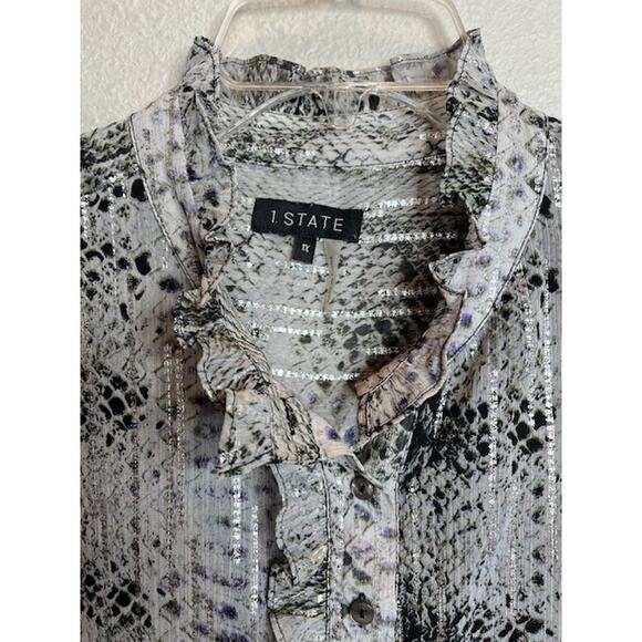 1. State Python Print Ruffle Lined Blouse Size 1X - Picture 2 of 12